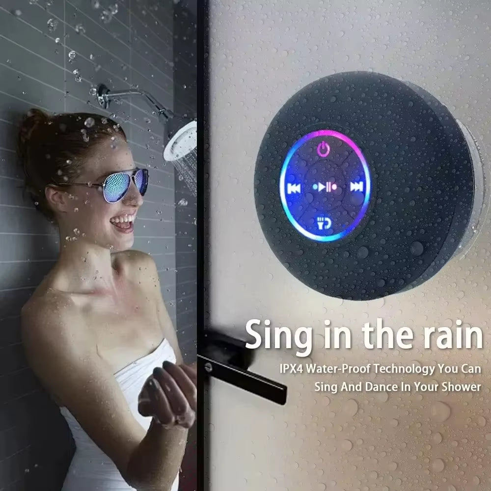 Aquabeat Mini: Waterproof LED Bluetooth Speaker with Powerful Sound & Suction Cup Mount